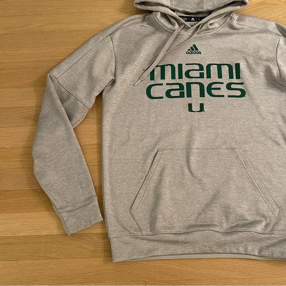 Adidas NCAA University of Miami Canes Gray Hoodie | Size: Medium - Picture 7 of 9
